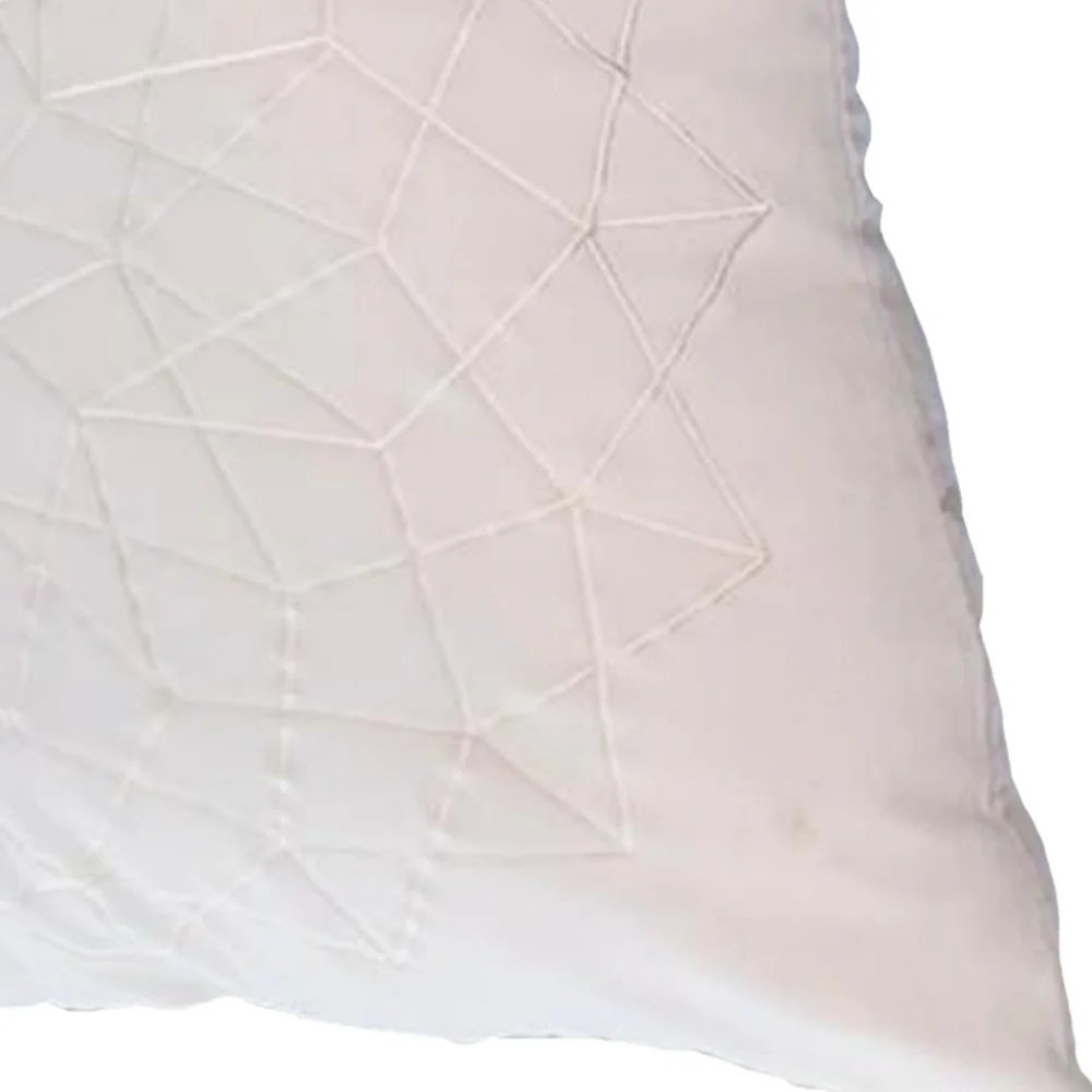 White Cotton Throw Pillows, 20x20, Abstract Embroidery
