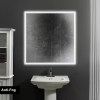 36x36 Inch Frameless LED Illuminated Bathroom Mirror with Defogger - Touch Sensor, Dimmable, Silver Aluminum, Square, Contemporary