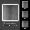 36x36 Inch Frameless LED Illuminated Bathroom Mirror with Defogger - Touch Sensor, Dimmable, Silver Aluminum, Square, Contemporary