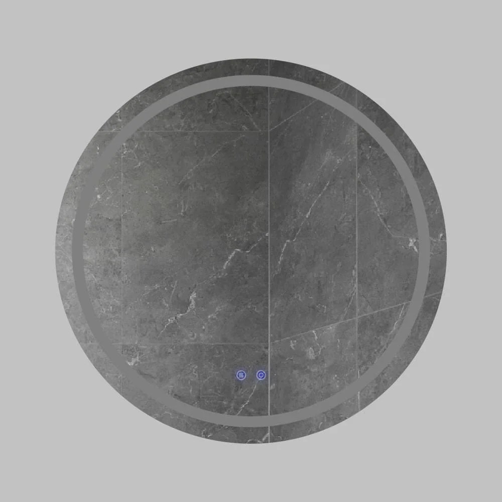 32 Inch Round LED Bathroom Mirror with Defogger, Touch Sensor, Silver Frame, Illuminated, Frameless