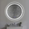 32 Inch Round LED Bathroom Mirror with Defogger, Touch Sensor, Silver Frame, Illuminated, Frameless