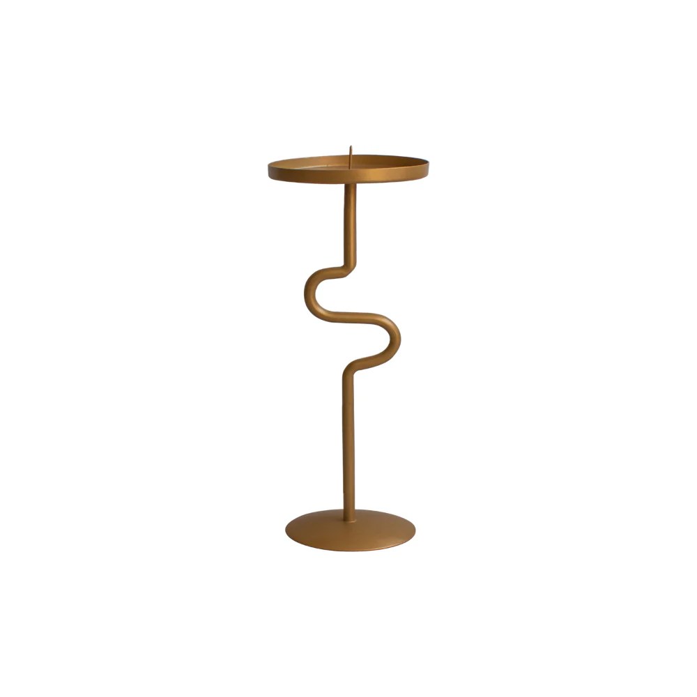 Matte Gold Metal Candle Holders Set of 3, S Shaped Candle Stands, Vintage Iron, Decorative Accessories, Tall Candlestick Holders