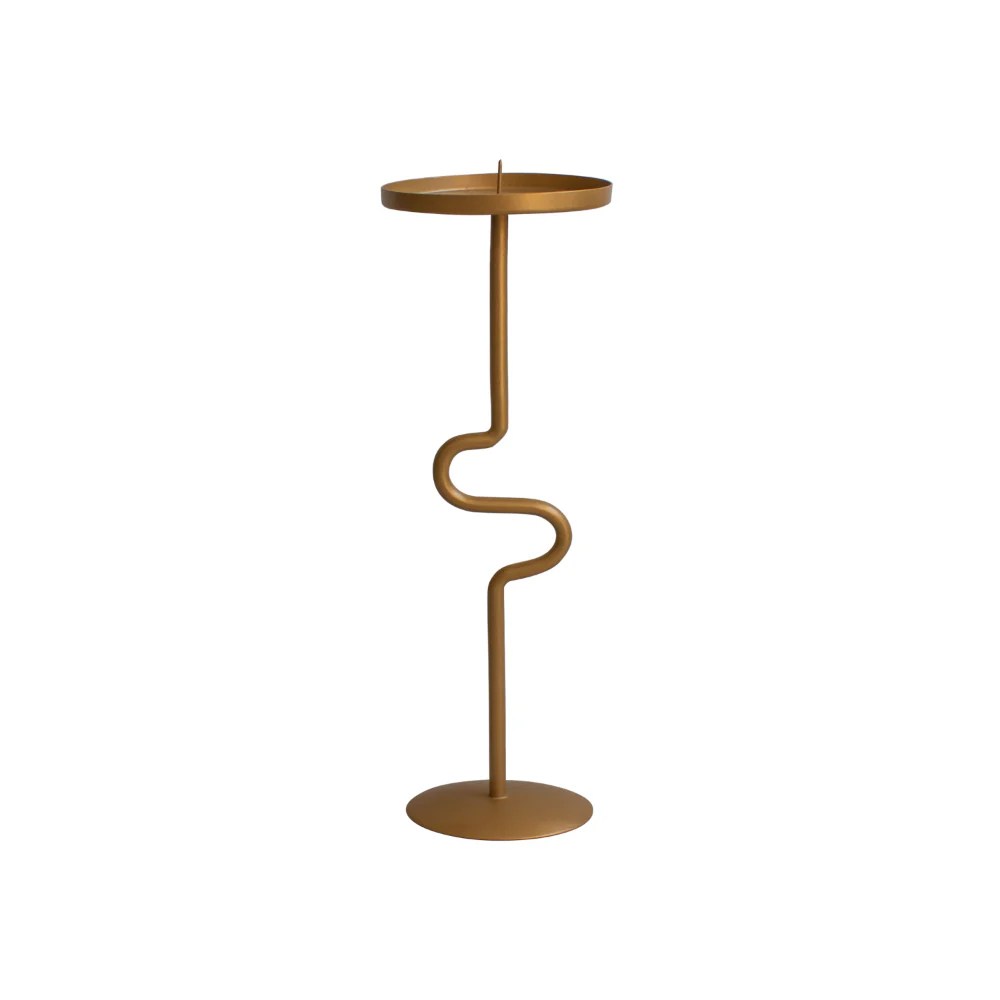 Matte Gold Metal Candle Holders Set of 3, S Shaped Candle Stands, Vintage Iron, Decorative Accessories, Tall Candlestick Holders