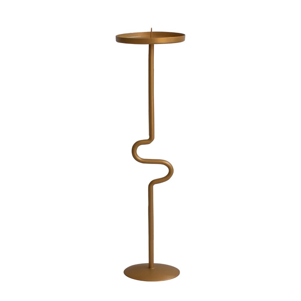 Matte Gold Metal Candle Holders Set of 3, S Shaped Candle Stands, Vintage Iron, Decorative Accessories, Tall Candlestick Holders