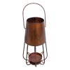 Rustic Bronze Iron Candle Lantern - 12 Inch Vintage Style Tealight Holder with Handle - Farmhouse Decor Tabletop & Hanging Lantern