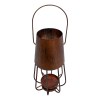 Rustic Bronze Iron Candle Lantern - 12 Inch Vintage Style Tealight Holder with Handle - Farmhouse Decor Tabletop & Hanging Lantern