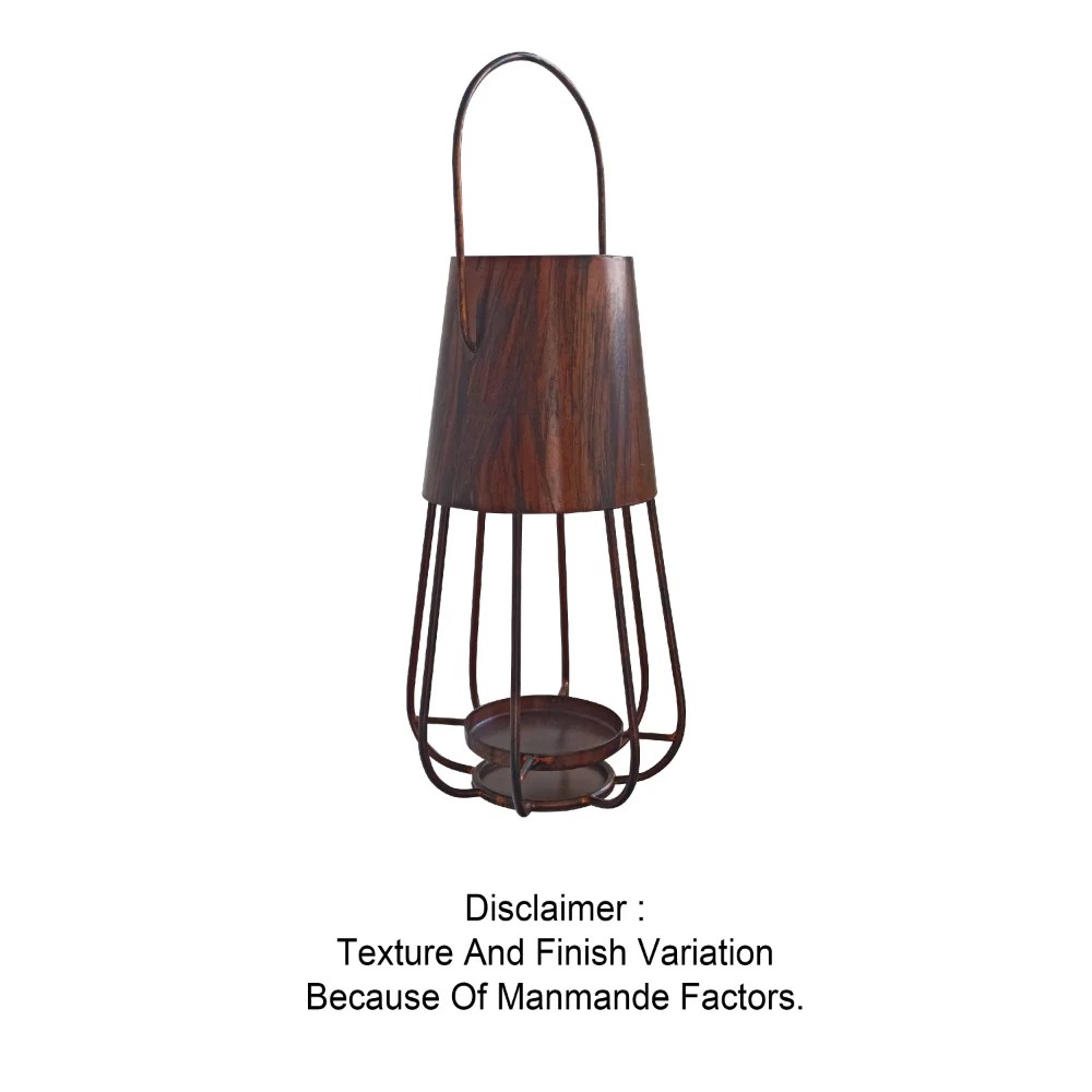 Rustic Bronze Iron Candle Lantern, 12 Inch Vintage Tealight Holder, Farmhouse Decor, Hanging Candle Stand, Ambient Lighting, Tabletop Decor