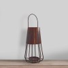 Rustic Bronze Iron Candle Lantern - 12 Inch Vintage Style Tealight Holder with Handle - Farmhouse Decor Tabletop & Hanging Lantern