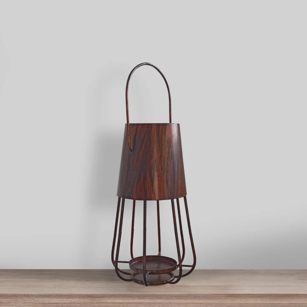 Rustic Bronze Iron Candle Lantern, 12 Inch Vintage Tealight Holder, Farmhouse Decor, Hanging Candle Stand, Ambient Lighting, Tabletop Decor