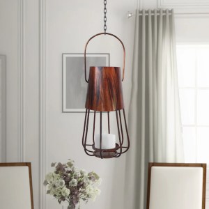 Rustic Bronze Iron Candle Lantern - 12 Inch Vintage Style Tealight Holder with Handle - Farmhouse Decor Tabletop & Hanging Lantern