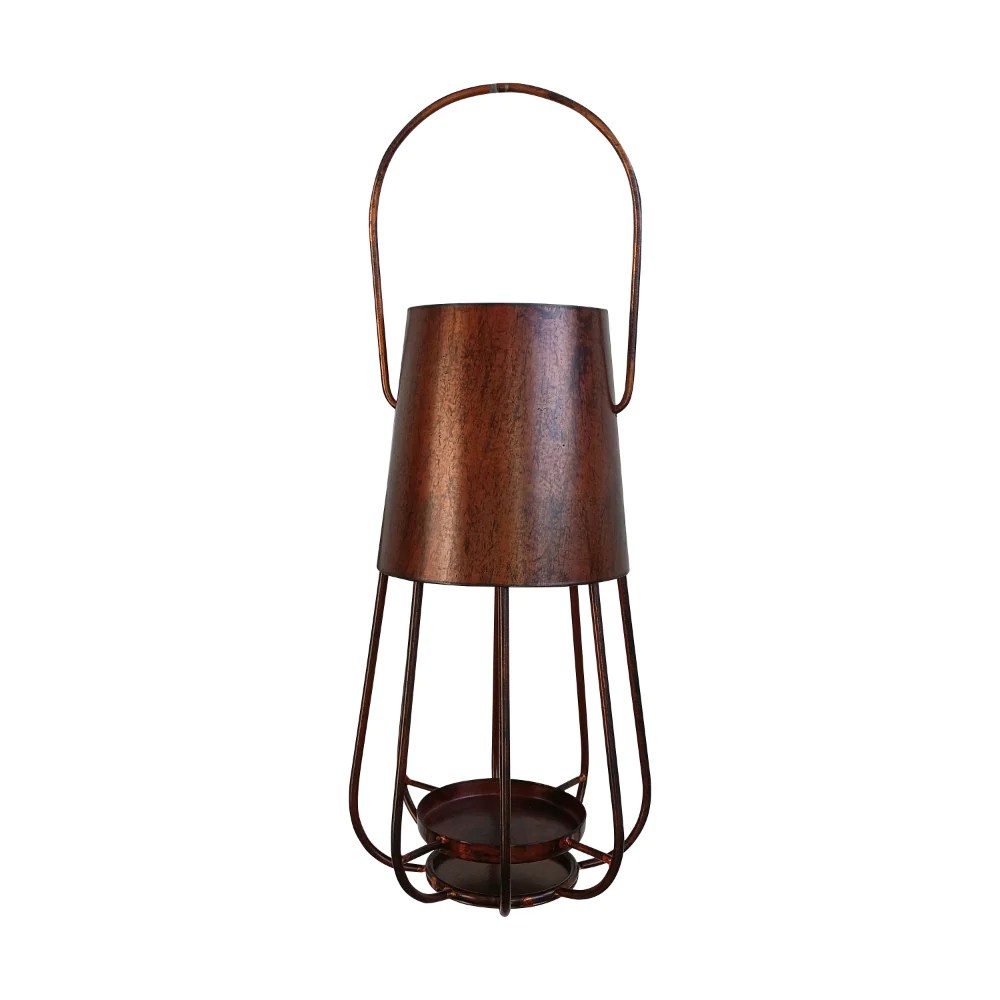 Rustic Bronze Iron Candle Lantern, 12 Inch Vintage Tealight Holder, Farmhouse Decor, Hanging Candle Stand, Ambient Lighting, Tabletop Decor