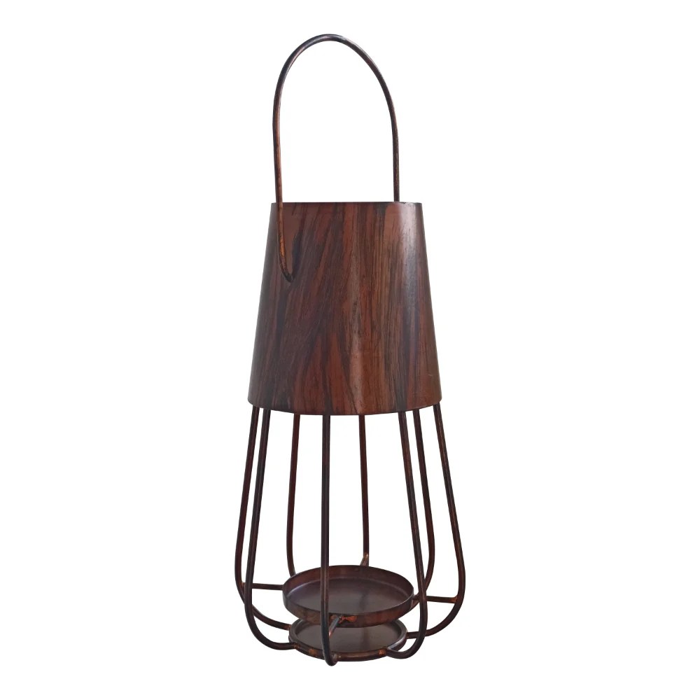 Rustic Bronze Iron Candle Lantern - 12 Inch Vintage Style Tealight Holder with Handle - Farmhouse Decor Tabletop & Hanging Lantern