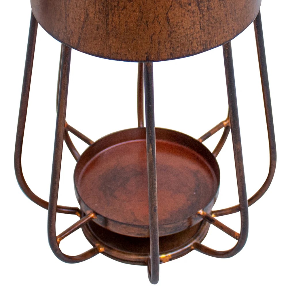 Rustic Bronze Iron Candle Lantern - 12 Inch Vintage Style Tealight Holder with Handle - Farmhouse Decor Tabletop & Hanging Lantern