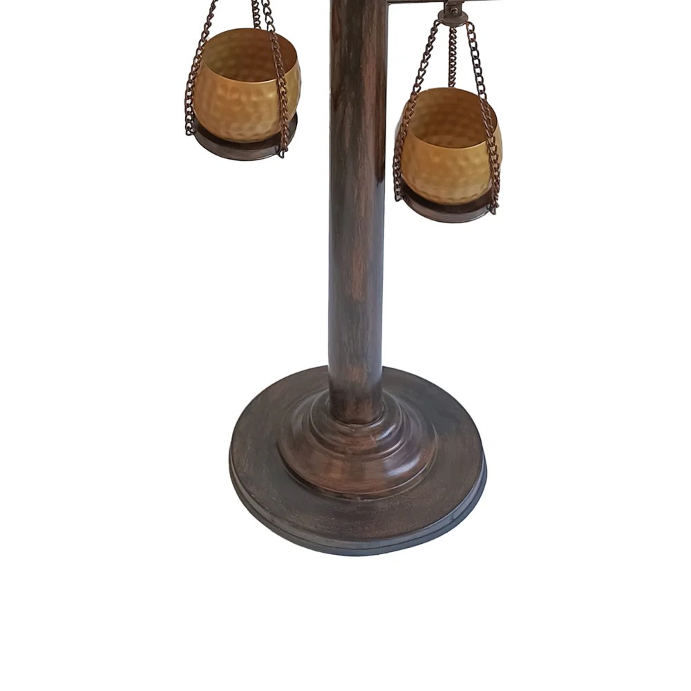 52 Inch Tall 4-Tier Hanging Planter Stand - Antique Bronze & Gold Iron Plant Stand with 4 Pots, 12" Base, Stable & Durable