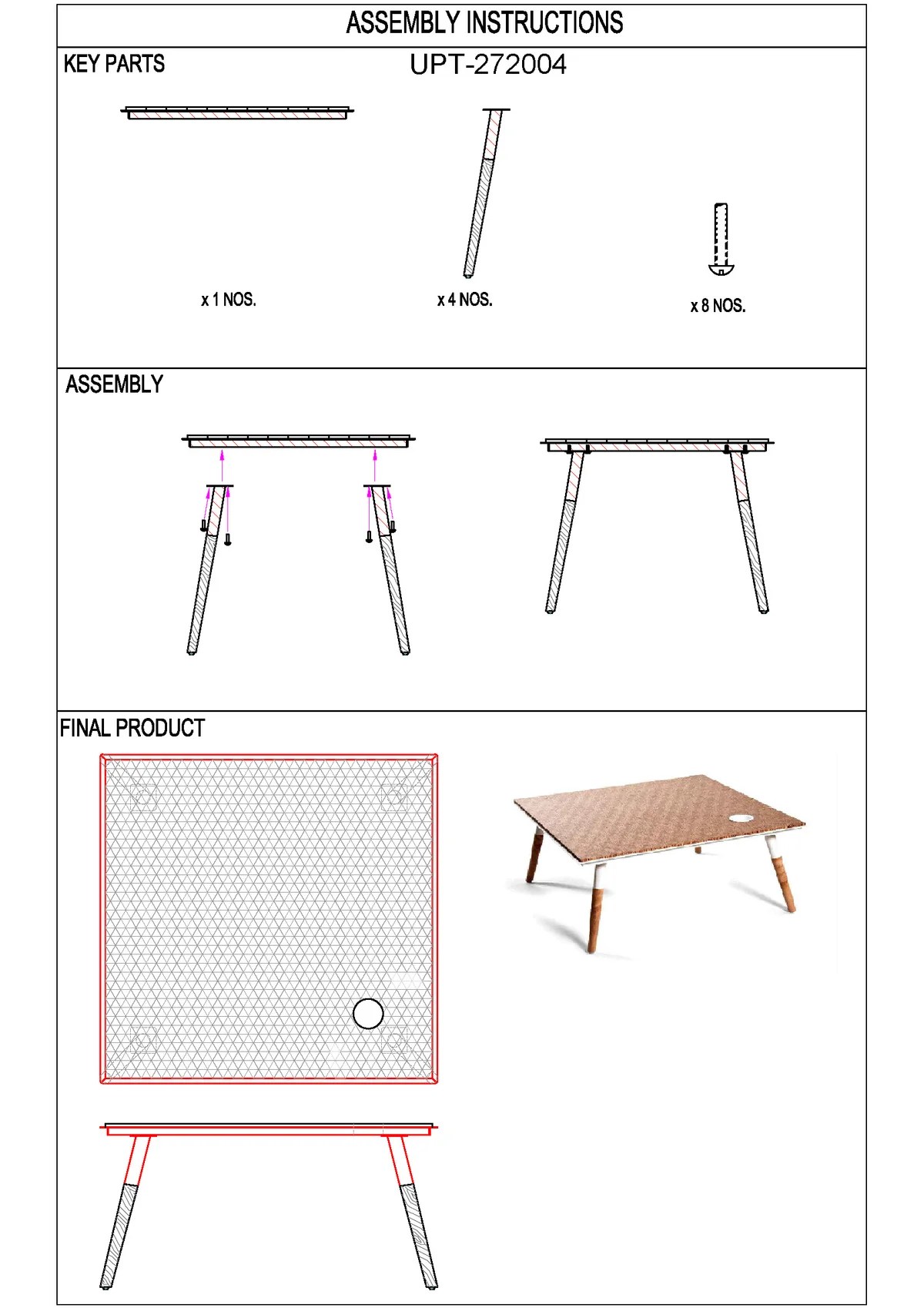 UPT-272004-Assembly-Instructions Paige Coffee Table: Modern Rectangular Wood & Metal