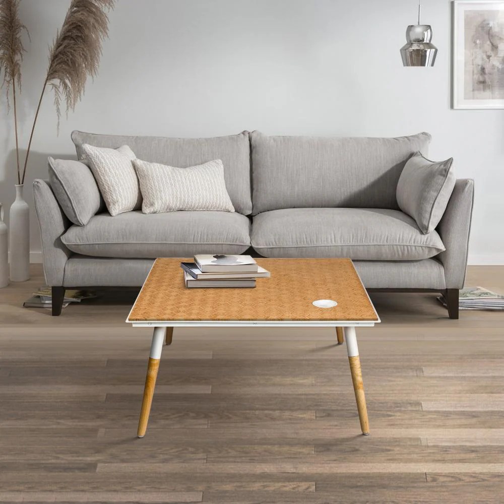 Paige Coffee Table: Modern Rectangular Wood & Metal