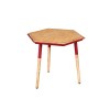 Hexagonal Side Table, Brown & Red, Modern, Birch Wood