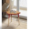 Hexagonal Side Table, Brown & Red, Modern, Birch Wood