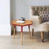 Hexagonal Side Table, Brown & Red, Modern, Birch Wood