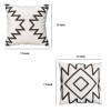 Aztec Geometric Throw Pillow Set, 17x17 Inch, Cotton, Hand-Embroidered, Square, Gray & White, 2 Pack
