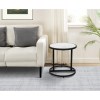 18" Round White Marble Top End Table, Black Iron Frame, Modern Side Table, Living Room Accent Table