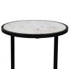 18" Round White Marble Top End Table, Black Iron Frame, Modern Side Table, Living Room Accent Table