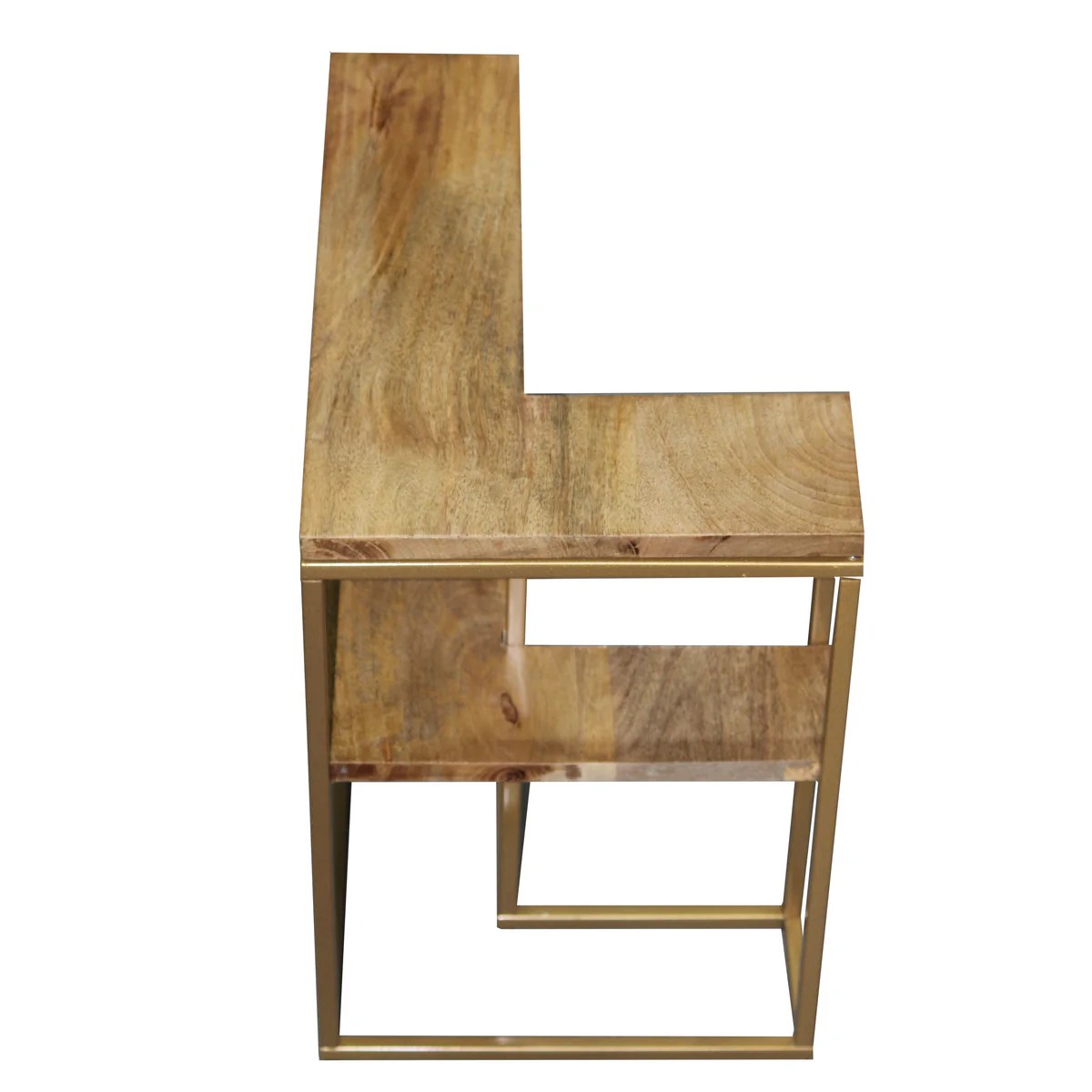 LOVE Coffee Table Set, 4-Piece Mango Wood & Brass, Modern Minimalist, 58.5"  Coffee Table Set with Open Shelves