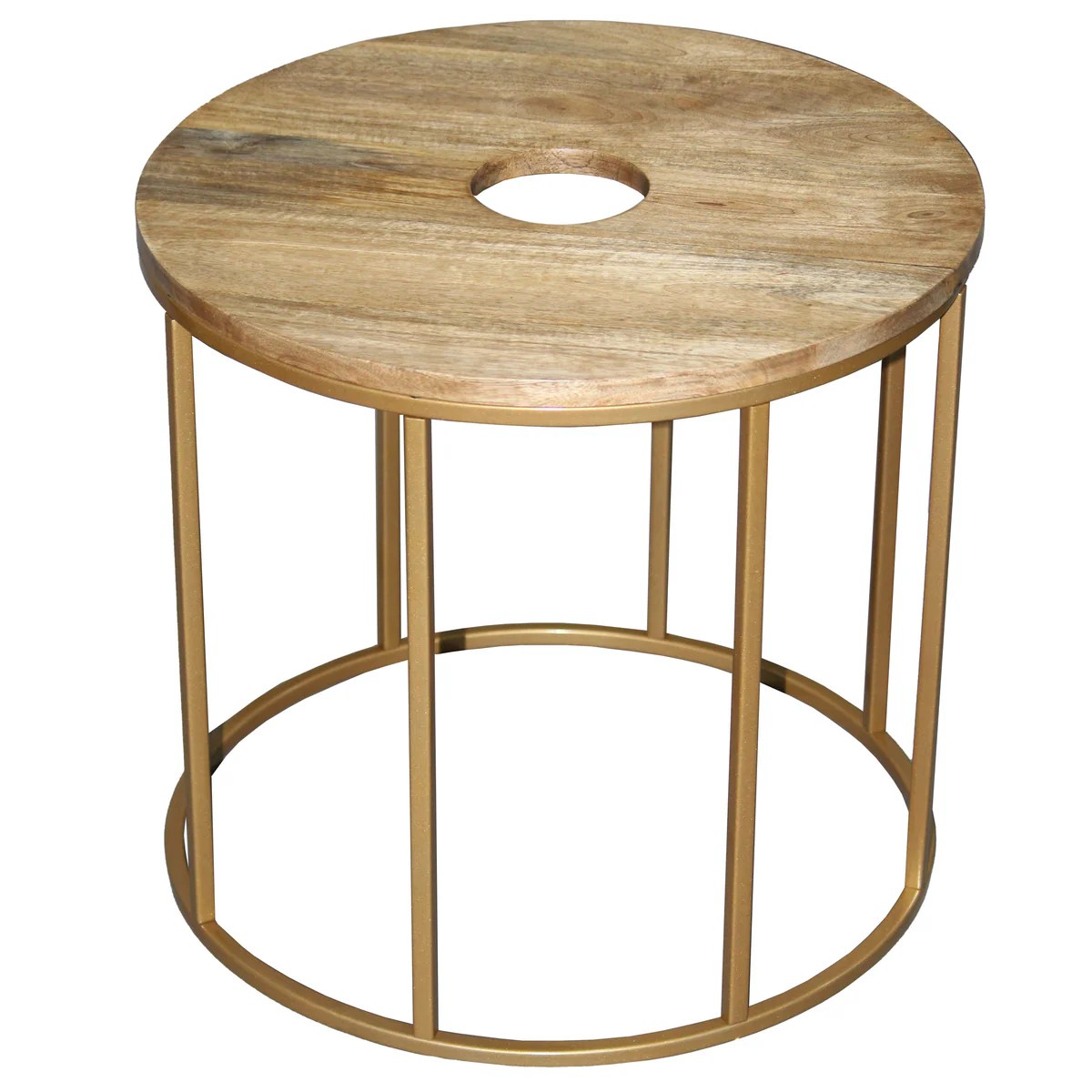 LOVE Coffee Table Set, 4-Piece Mango Wood & Brass, Modern Minimalist, 58.5"  Coffee Table Set with Open Shelves