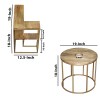LOVE Coffee Table Set, 4-Piece Mango Wood & Brass, Modern Minimalist, 58.5"  Coffee Table Set with Open Shelves