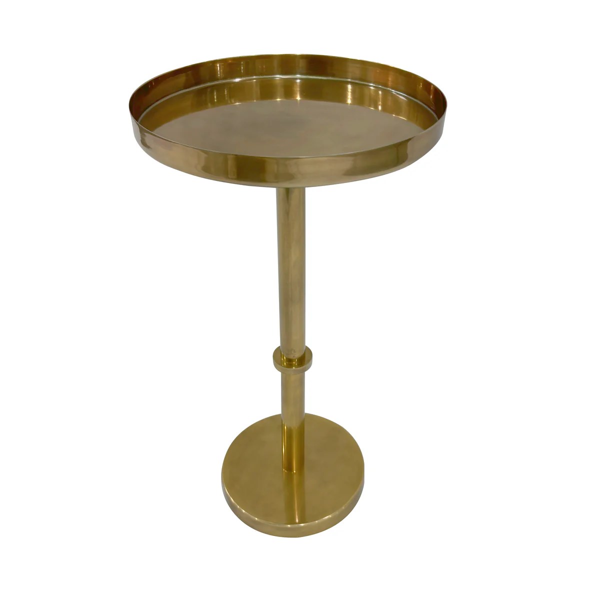 Ara 12" Vintage Brass Round Side End Table, Antique Iron, Small Space Accent Table, Oxidized Finish, 22"H