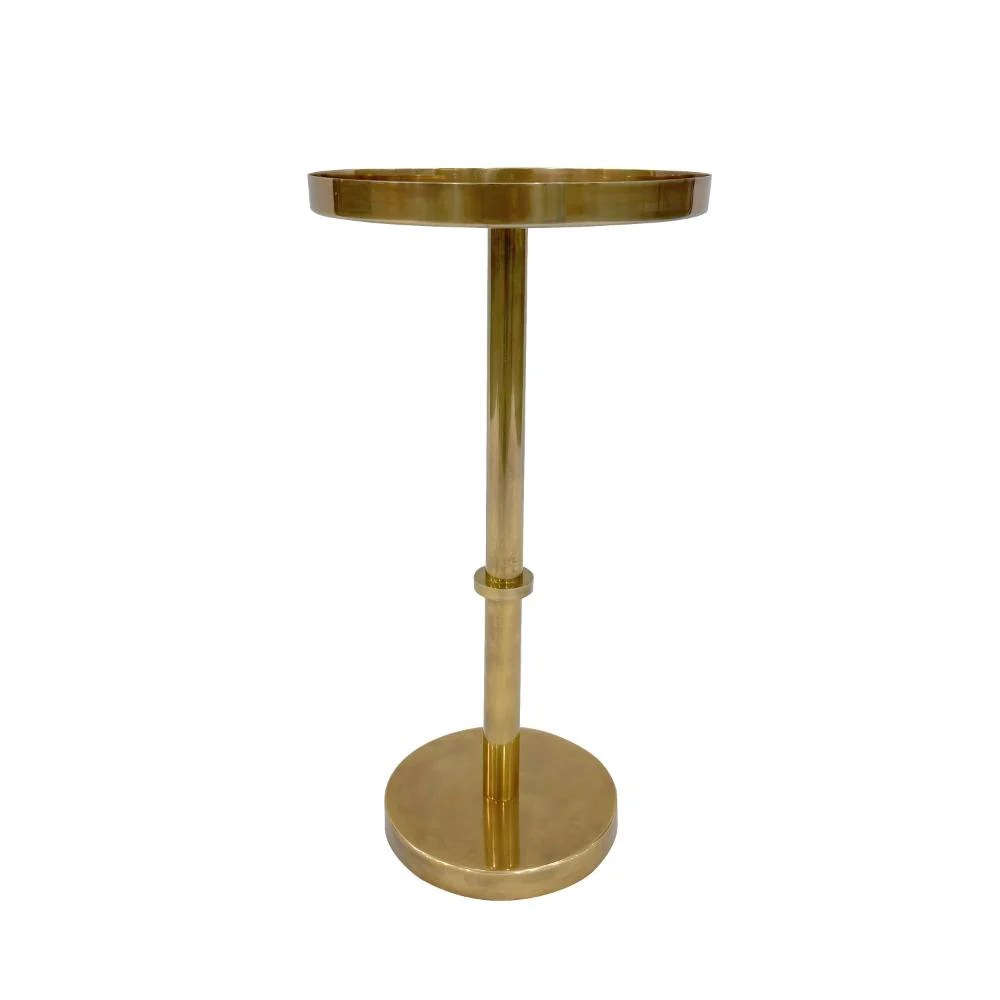 Ara 12" Vintage Brass Round Side End Table, Antique Iron, Small Space Accent Table, Oxidized Finish, 22"H