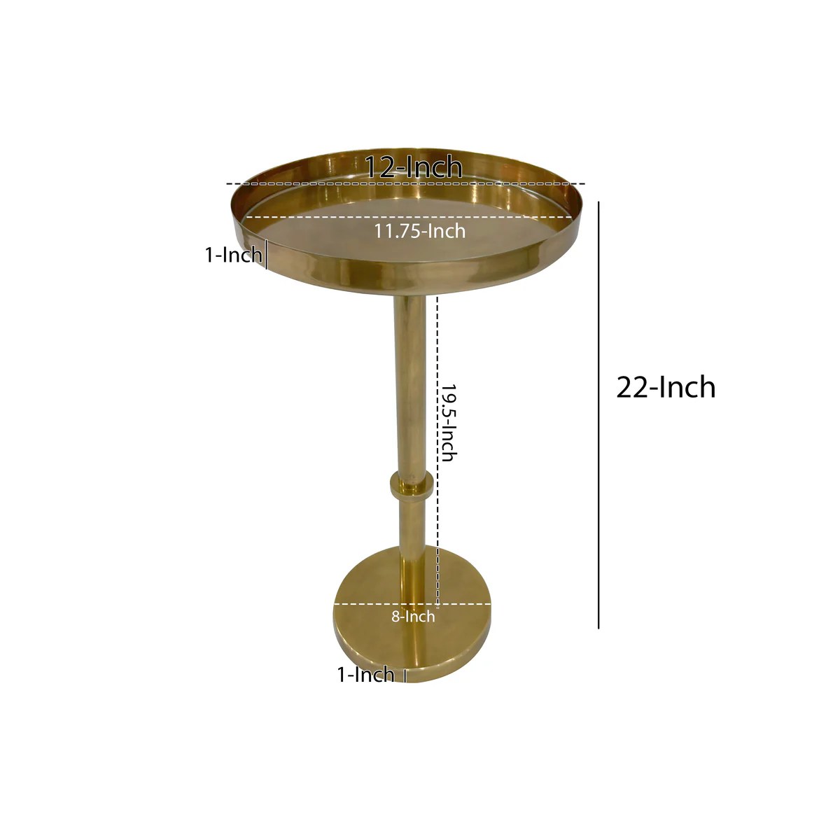 Ara 12" Vintage Brass Round Side End Table, Antique Iron, Small Space Accent Table, Oxidized Finish, 22"H