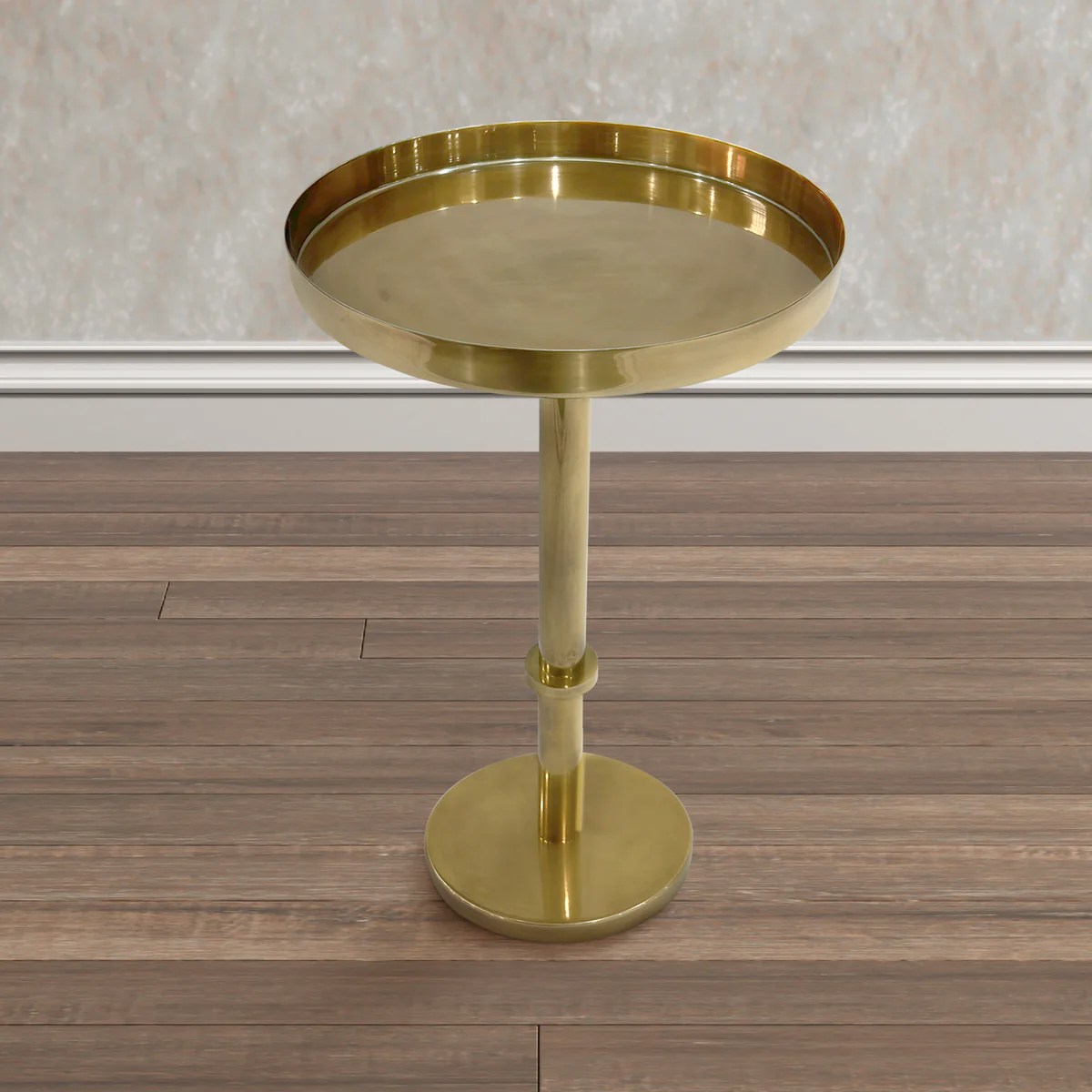 Ara 12" Vintage Brass Round Side End Table, Antique Iron, Small Space Accent Table, Oxidized Finish, 22"H