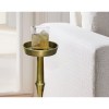 Oxidized Brass Metal Side Table, 6 Inch Round Top, Turned Pedestal Base, Small Drink Table, Sofa End Table, Vintage Accent Table