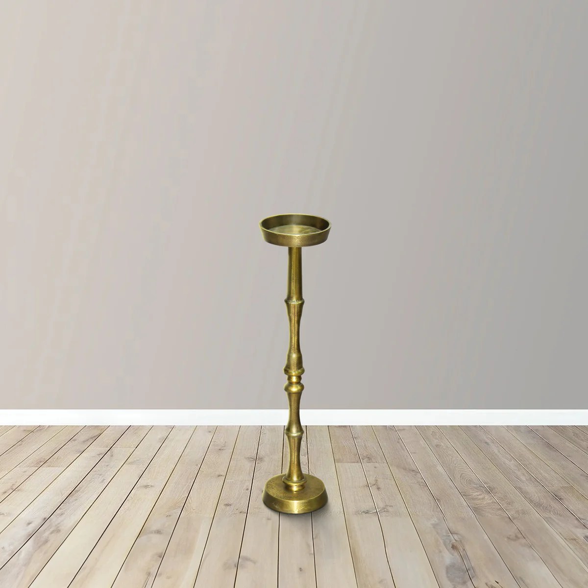 Oxidized Brass Metal Side Table, 6 Inch Round Top, Turned Pedestal Base, Small Drink Table, Sofa End Table, Vintage Accent Table