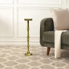 Oxidized Brass Metal Side Table, 6 Inch Round Top, Turned Pedestal Base, Small Drink Table, Sofa End Table, Vintage Accent Table