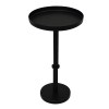 Ara 12" Matte Black Vintage Side End Table, Round Tray Top, Iron, Small Space Accent Table