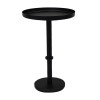 Ara 12" Matte Black Vintage Side End Table, Round Tray Top, Iron, Small Space Accent Table