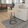 Amelia 20" Round Mango Wood Side Table, Black Iron Frame, End Table, Rustic Farmhouse, Coastal, Transitional, French Country, Industrial, Scandinavian Style