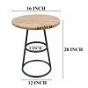 Amelia 20" Round Mango Wood Side Table, Black Iron Frame, End Table, Rustic Farmhouse, Coastal, Transitional, French Country, Industrial, Scandinavian Style