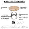 Amelia 20" Round Mango Wood Side Table, Black Iron Frame, End Table, Rustic Farmhouse, Coastal, Transitional, French Country, Industrial, Scandinavian Style