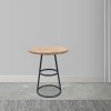 Amelia 20" Round Mango Wood Side Table, Black Iron Frame, End Table, Rustic Farmhouse, Coastal, Transitional, French Country, Industrial, Scandinavian Style