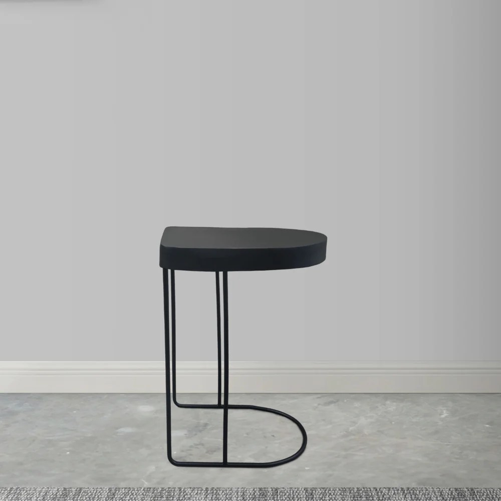 Modern End Table, Black Aluminum, 25 Inch, Hammered