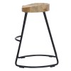 Brown & Black Mango Wood Saddle Bar Stool with Metal Legs - Industrial Kitchen Counter Height Chair