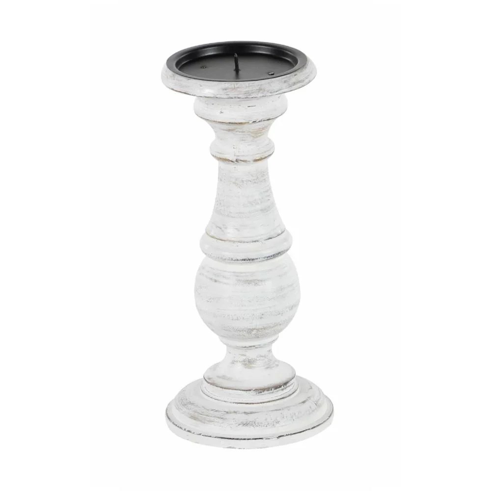 Distressed White Wooden Candle Holders, Farmhouse Style, Set of 3, Mango Wood, Pillar Candle Holders, Rustic Decor