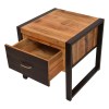 24" Mango Wood Side Table with Metal Frame & Drawer - Brown & Black - Industrial Modern Nightstand