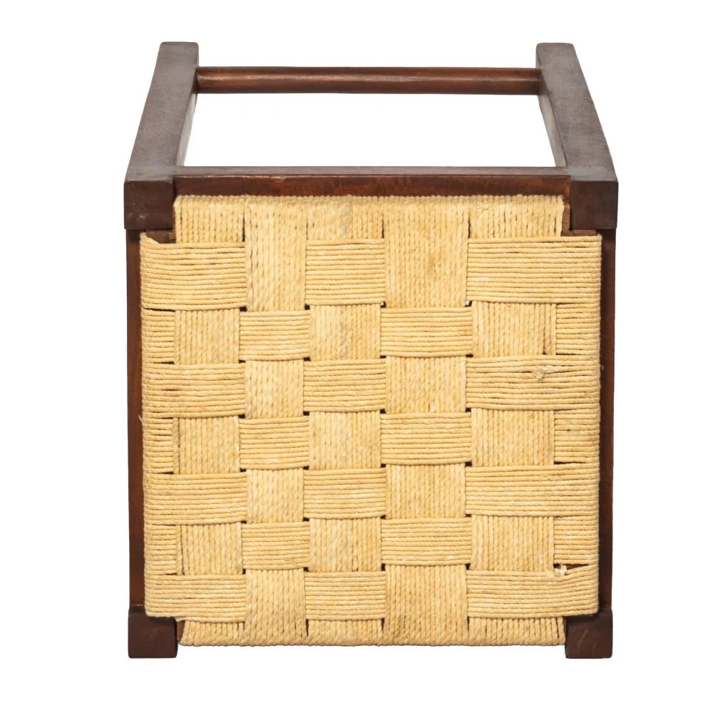 18"x18" Beige & Blue Beaded Diamond Throw Pillow Cover - Wool Cotton Blend - Square Decorative Pillow Case