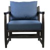 Malibu Mango Wood Accent Chair, Blue & Black, 27 Inch, Handcrafted, Pillow Back, Open Frame, Living Room Chair