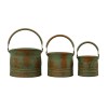 Rustic Metal Planters Set, Green Patina, 3 Sizes