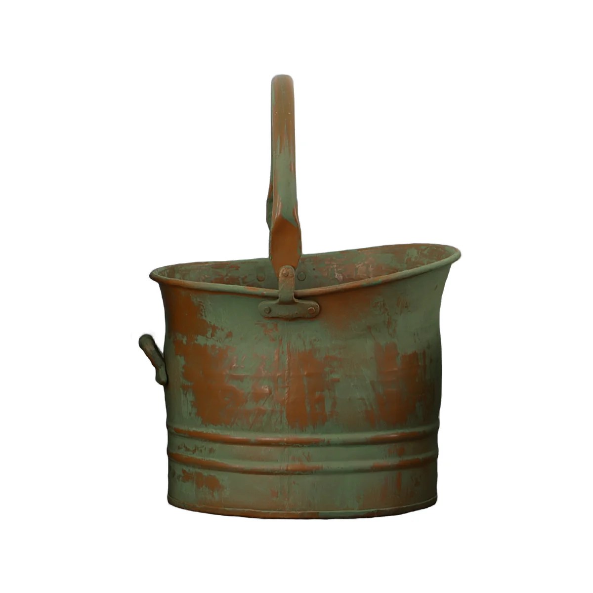 Rustic Metal Planters Set, Green Patina, 3 Sizes